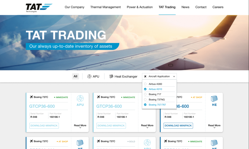 TAT Trading search landing page